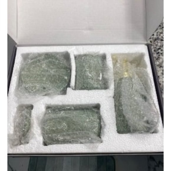 Complete Set of Green Bathroom Accessories Willis New Premium Pastel Green Bathroom Accessories Set, Green, Boho Decor.